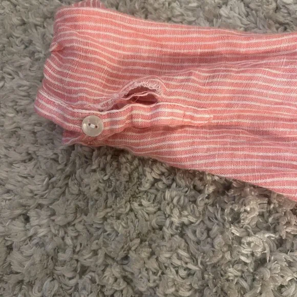 Soft Surroundings Pink Pinstripe Patchwork Back Button-Up XS - Picture 13 of 15